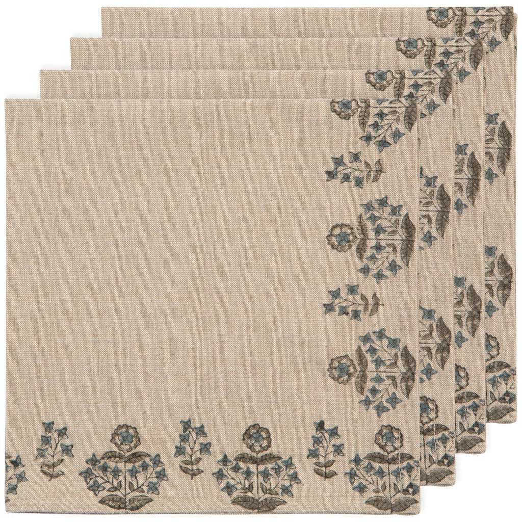 Salvia Block Print Napkins Set/4