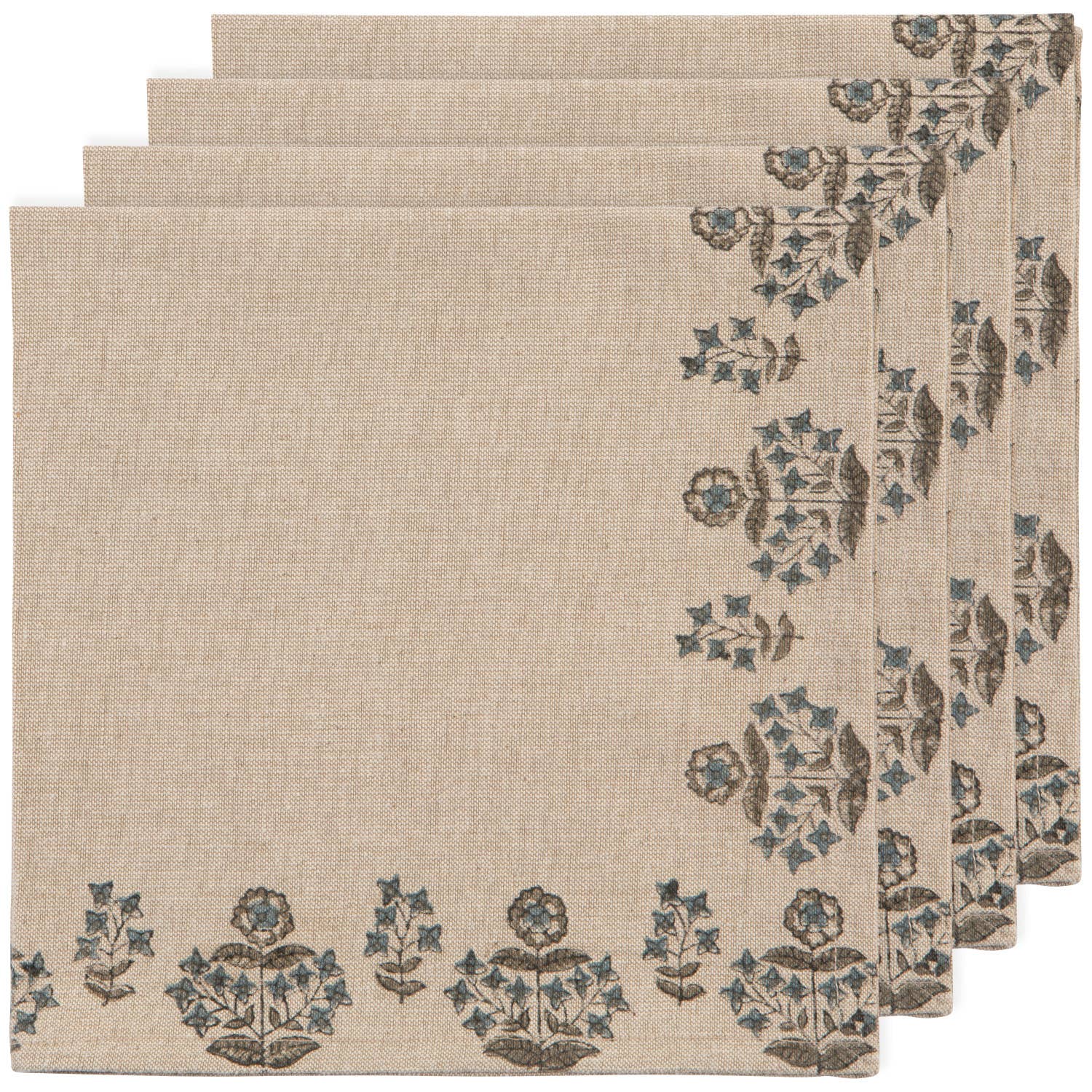 Salvia Block Print Napkins Set/4
