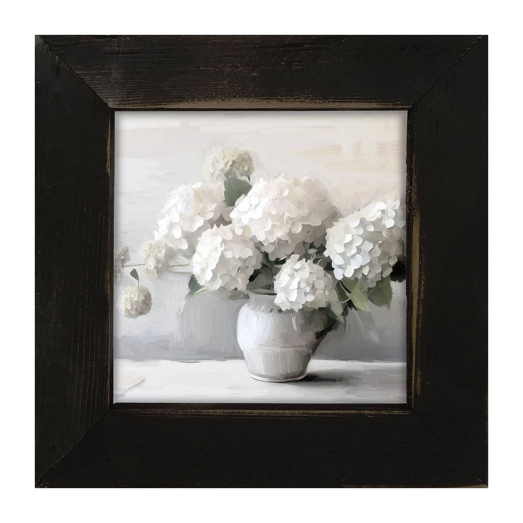 White Vase of Hydrangeas
