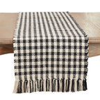 Classic Houndstooth Fringe Table Runner