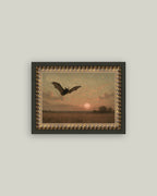 Bat at Dusk Framed Antique Art