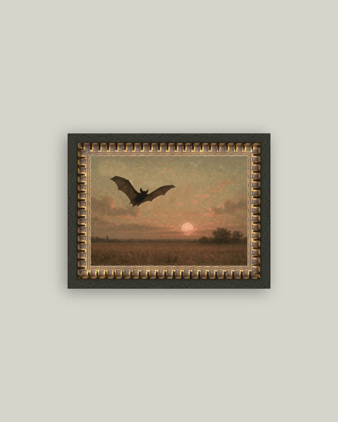 Bat at Dusk Framed Antique Art