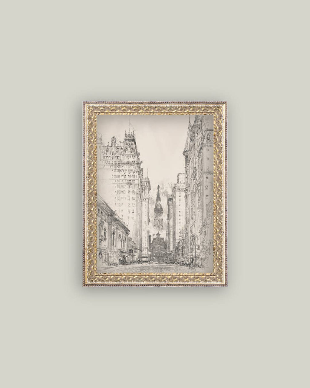 New York Sketch Framed Antique Art