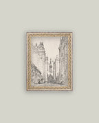 New York Sketch Framed Antique Art