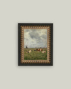 Cattle on the Pasture Framed Antique Art