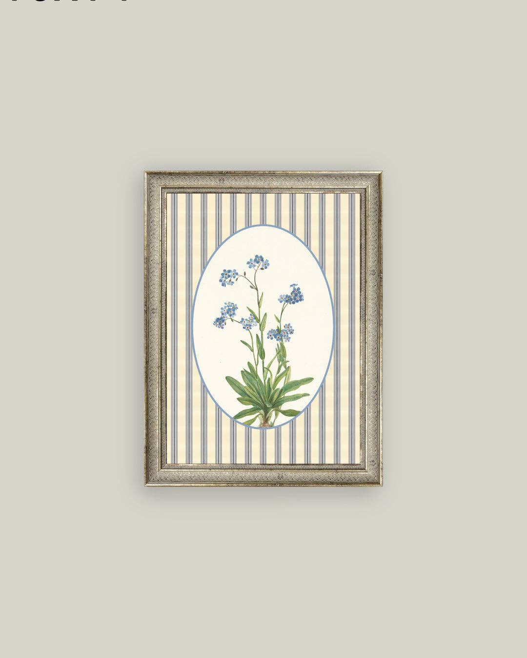 Blue Blooms on Stripe