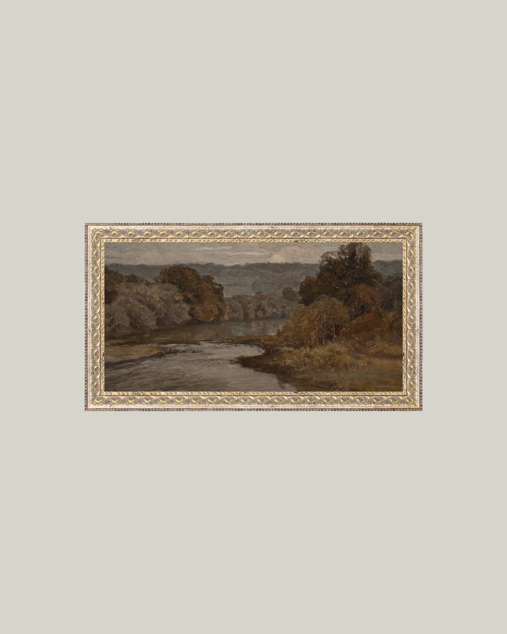 Autumn River Framed Antique Art - 20" x 11"