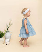 River Soft Hand-Dyed Denim Baby Dress + Bloomer