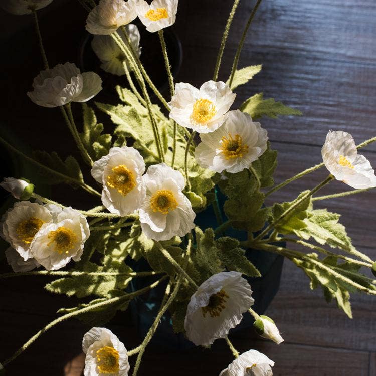 Silk Common Poppy Stem 22"