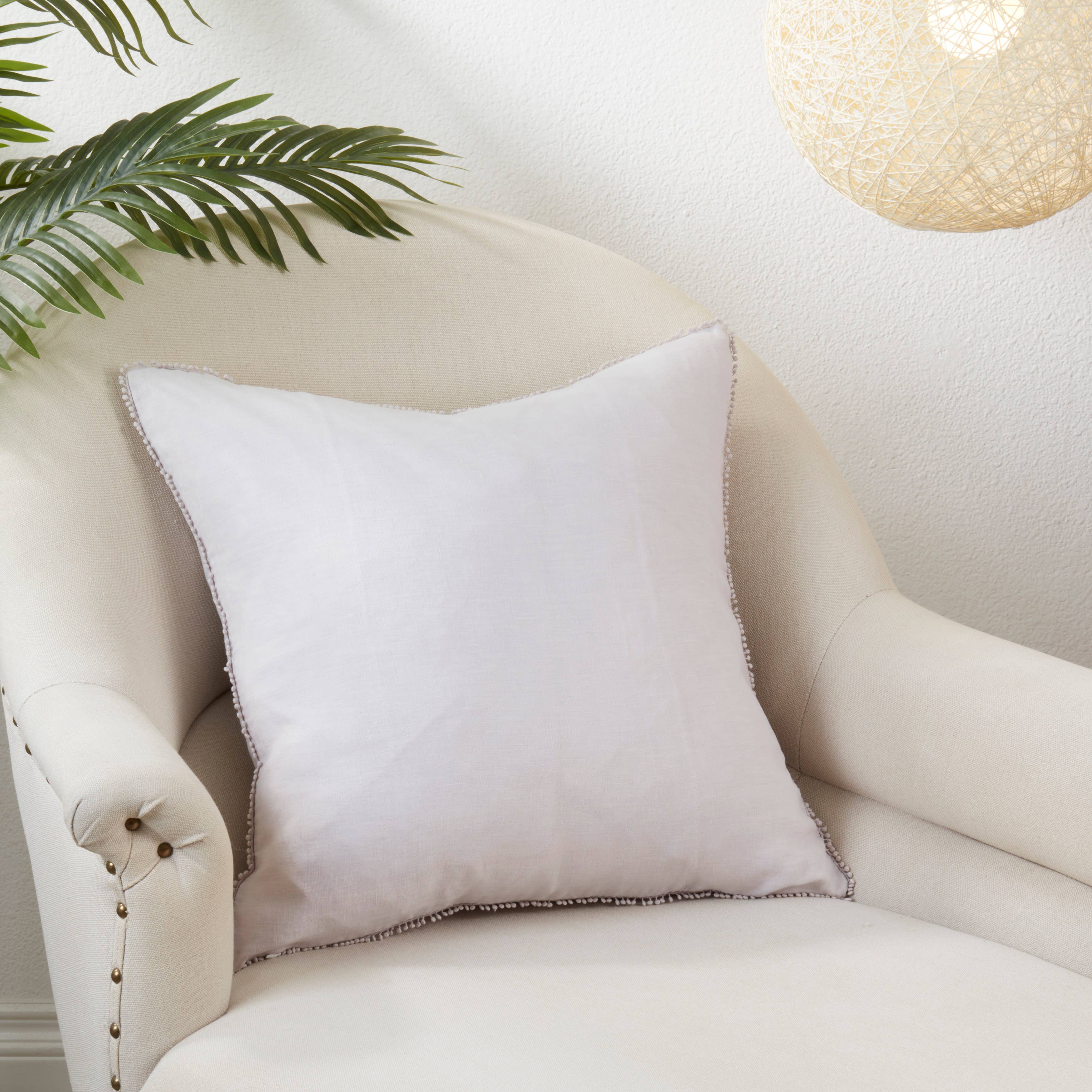 Pompom Design Pillow - Down Filled