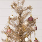 Med Champagne Tinsel Tree W/ Orn.