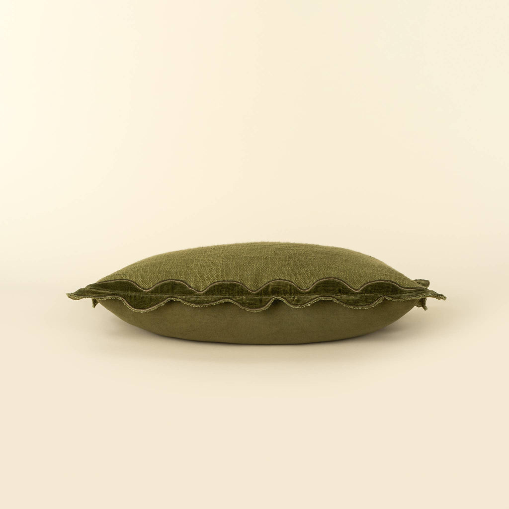 21x12 Velvet Scallop Pillow -Moss