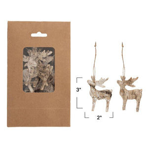 Birch Bark Deer Shaped Ornaments in Kraft Bag - Approximately 15 Pieces
