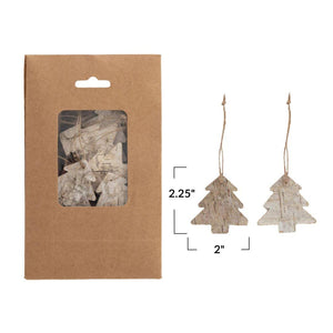 Birch Bark Tree Shaped Ornaments in Kraft Bag - Set of Approximately 21 Pieces