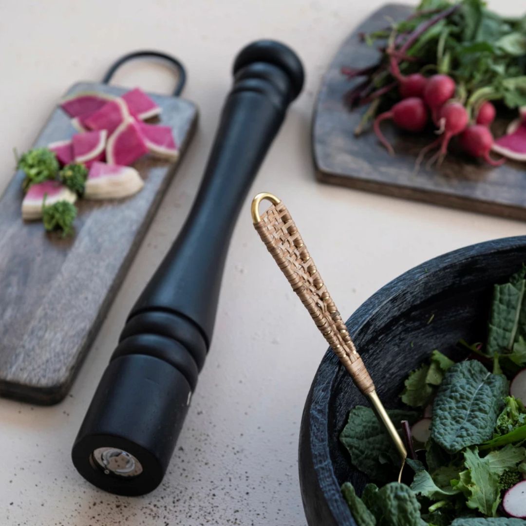 Black Rubberwood Salt & Pepper Mill – 20" Modern Grinder