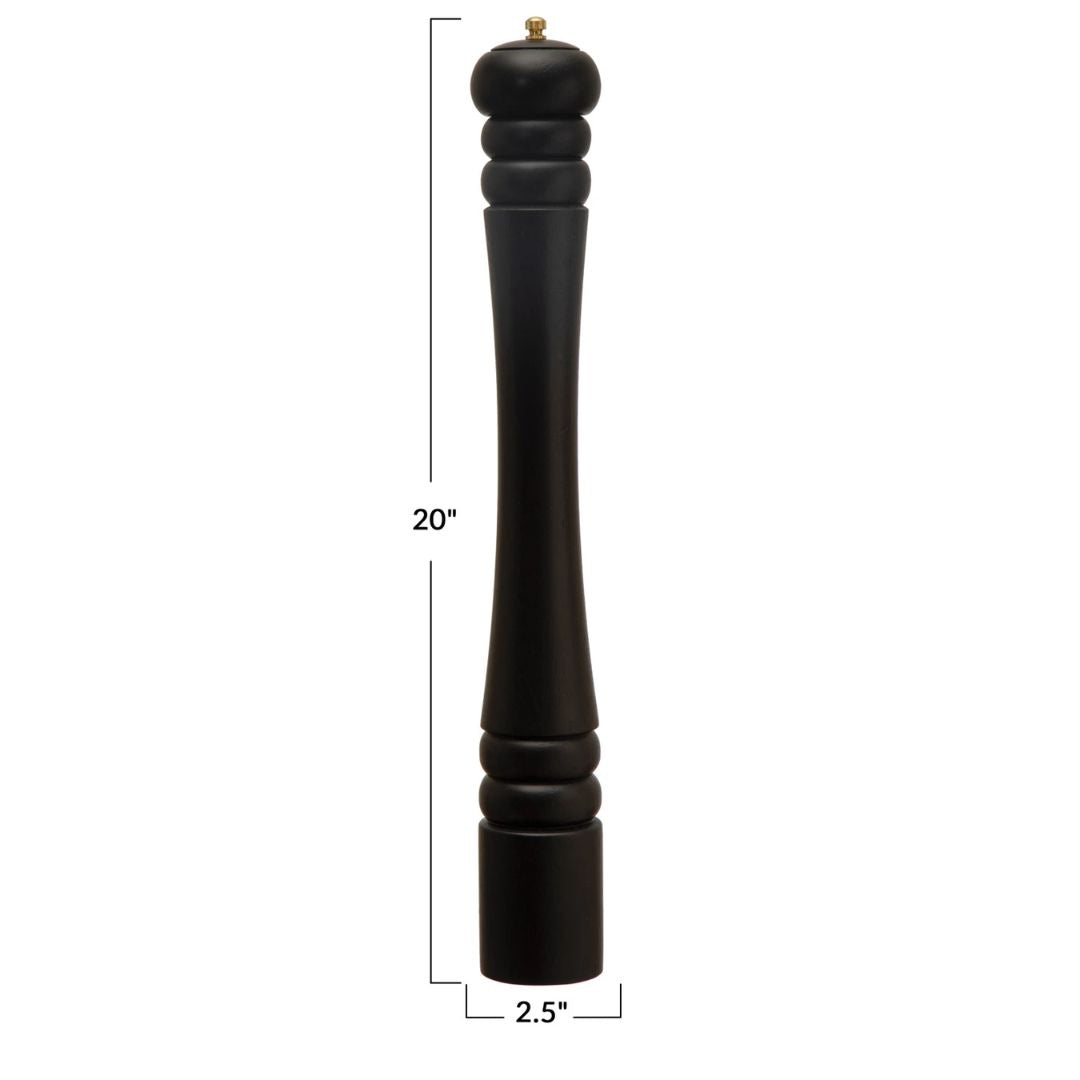 Black Rubberwood Salt & Pepper Mill – 20" Modern Grinder