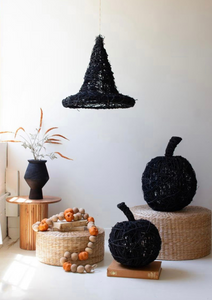 Black Painted Twig Witch Hat