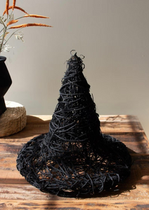 Black Painted Twig Witch Hat