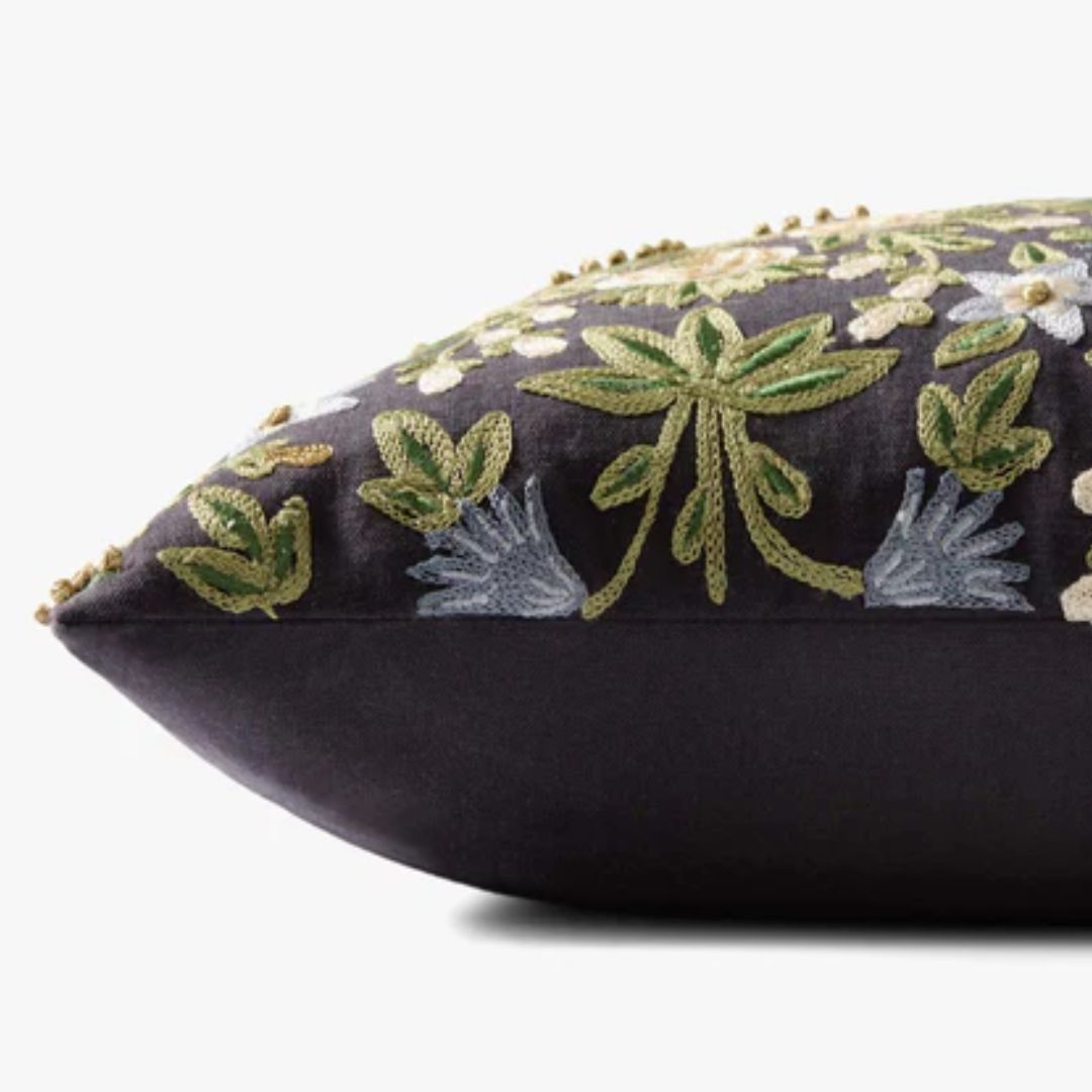 Blue & Green Wildflowers Lumbar Pillow - 13x21"