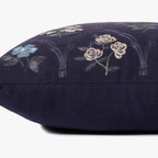 Blue floral crosshatch pillow - 18x18"