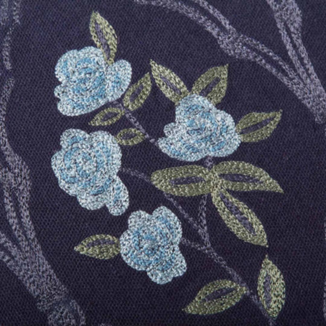 Blue floral crosshatch pillow - 18x18"