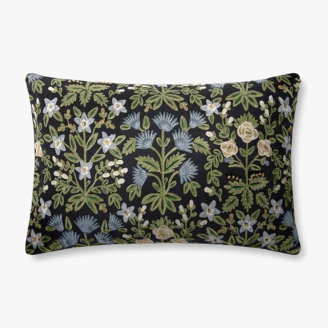 Blue & Green Wildflowers Lumbar Pillow
