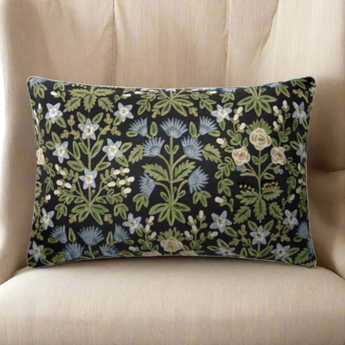 Blue & Green Wildflowers Lumbar Pillow - 13x21