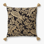 Botanical Black & Tan Throw Pillow - 22x22"