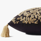 Botanical Black & Tan Throw Pillow - 22x22"