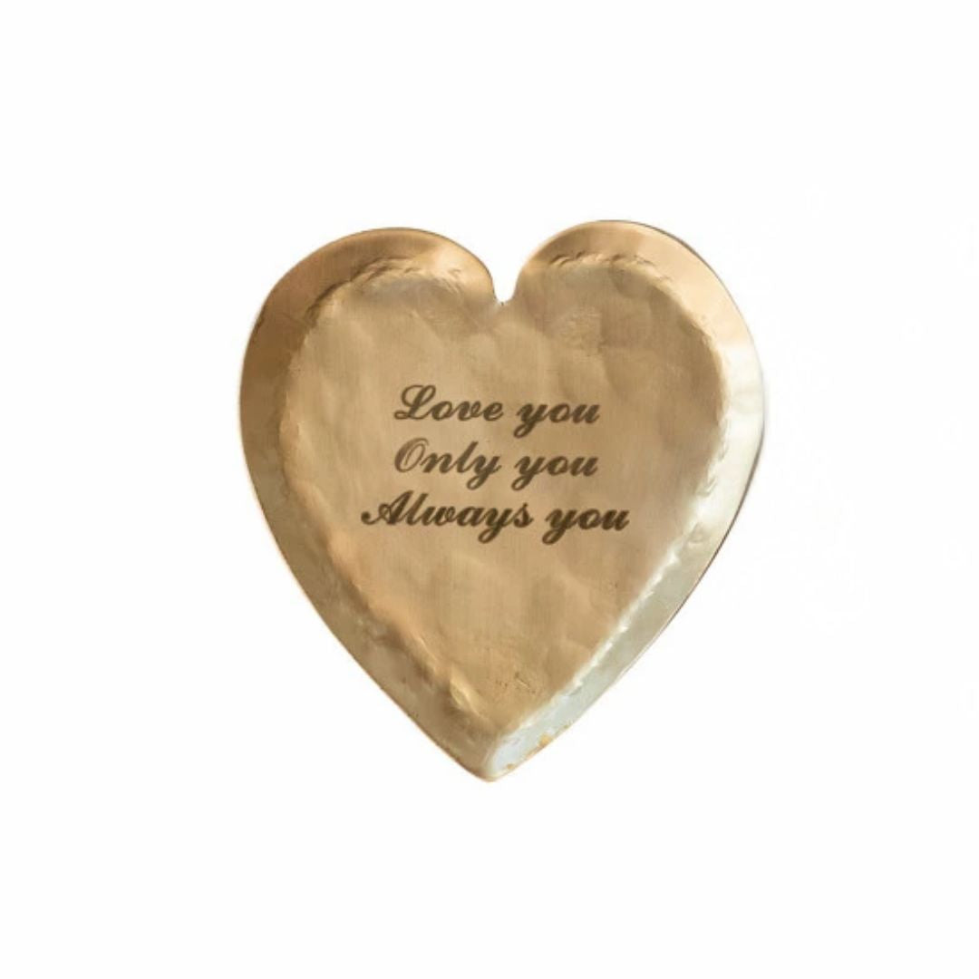 Decorative Brass Heart Shaped Dish with Etched Sayings - 3 Styles