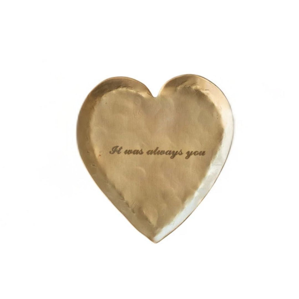 Decorative Brass Heart Shaped Dish with Etched Sayings - 3 Styles