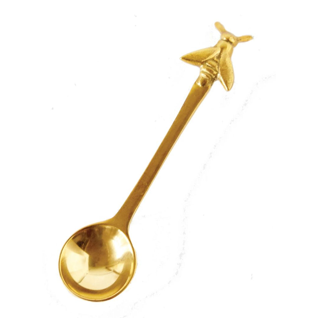 5" Brass Spoon with Bee – Gold Honey & Sugar Spoon