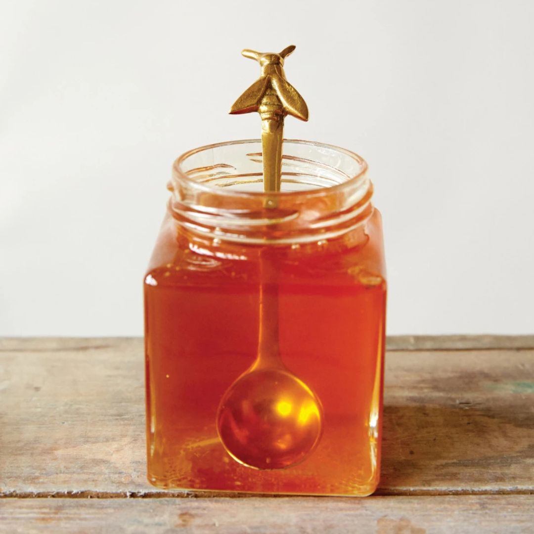 5" Brass Spoon with Bee – Gold Honey & Sugar Spoon