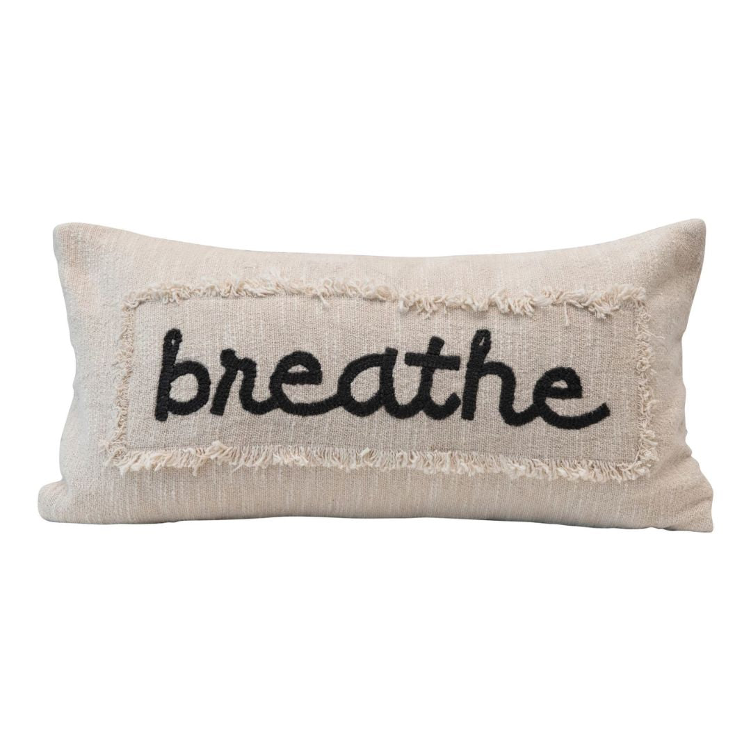 Lumbar Pillow - with "Breathe" print