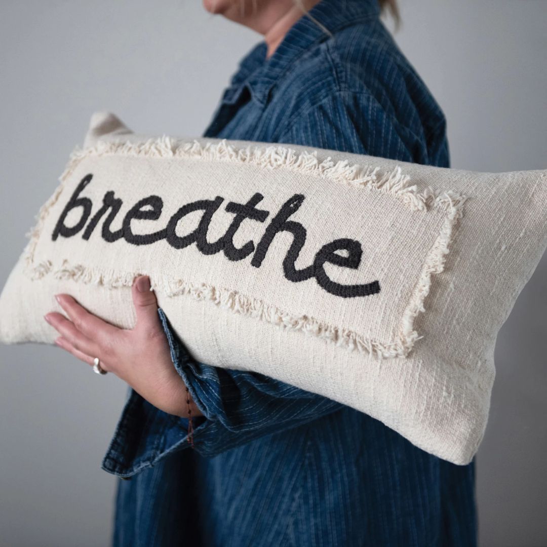 Lumbar Pillow - with "Breathe" print