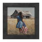 Child With Flag - Girl in Blue Dress