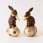 Lg Chocolate Rabbits on Gold Eggs