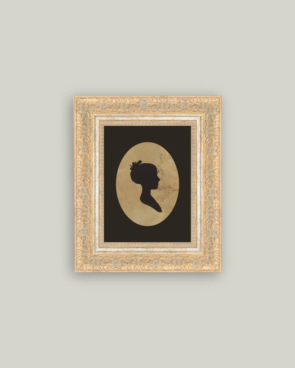 Silhouette of Woman Facing Left Framed Antique Art