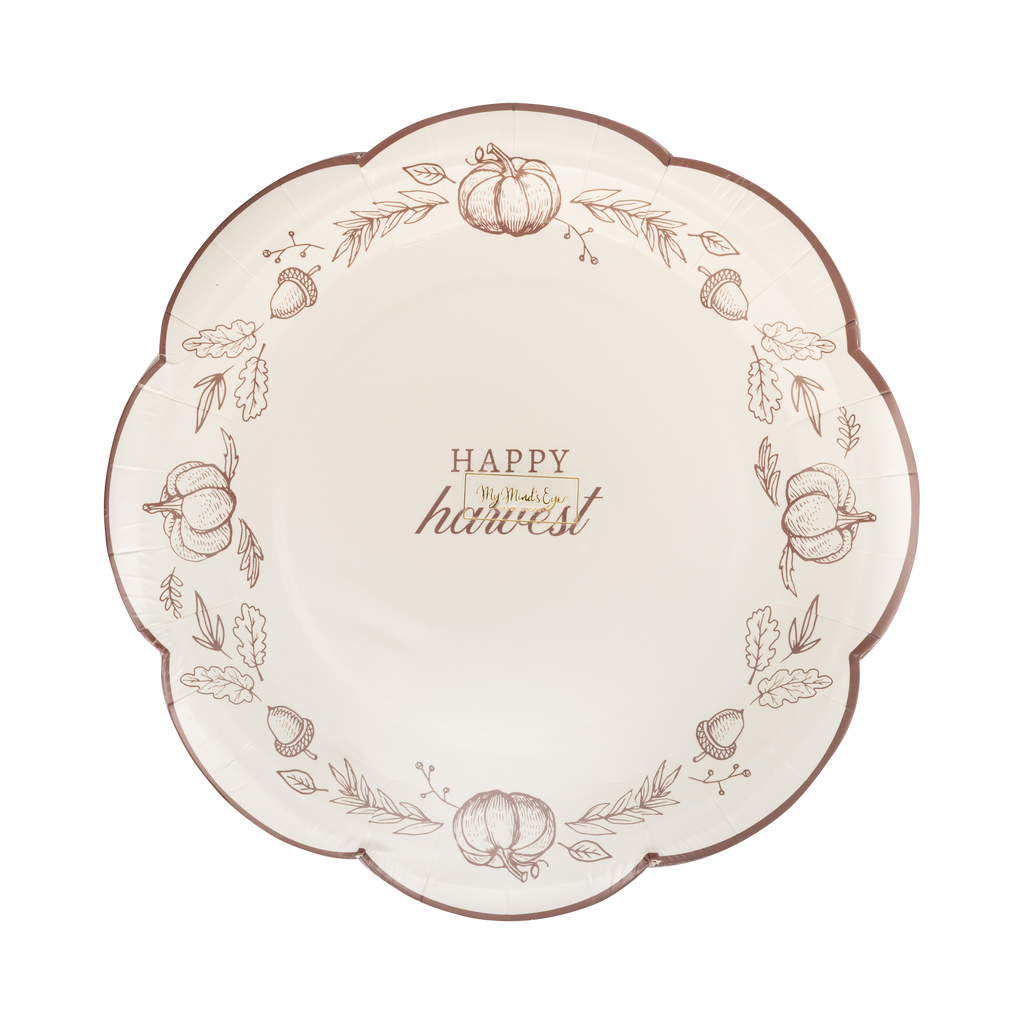 Happy Harvest Line Art Paper Plates