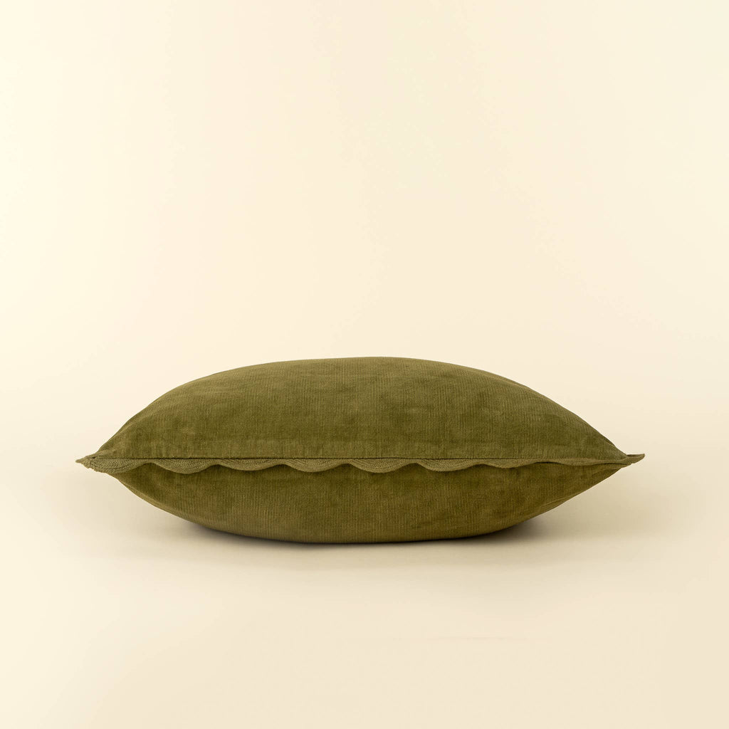 Moss Corduroy Scallop Pillow