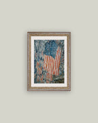 Patriotic Flag Print Framed Antique Art