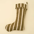 Block Print Stripe Stocking, Olive