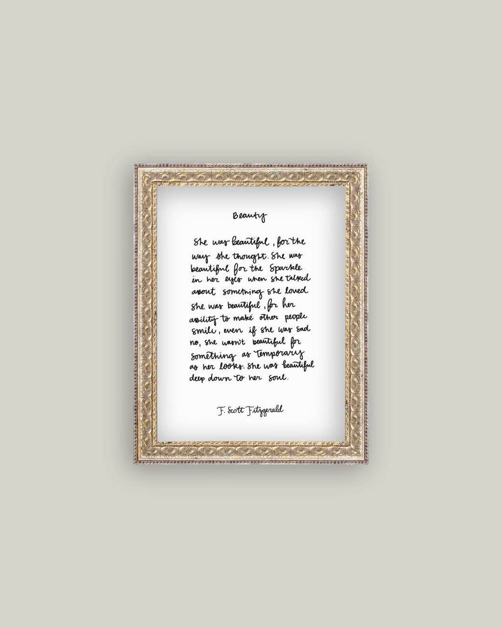 Beauty Script Framed Antique Print