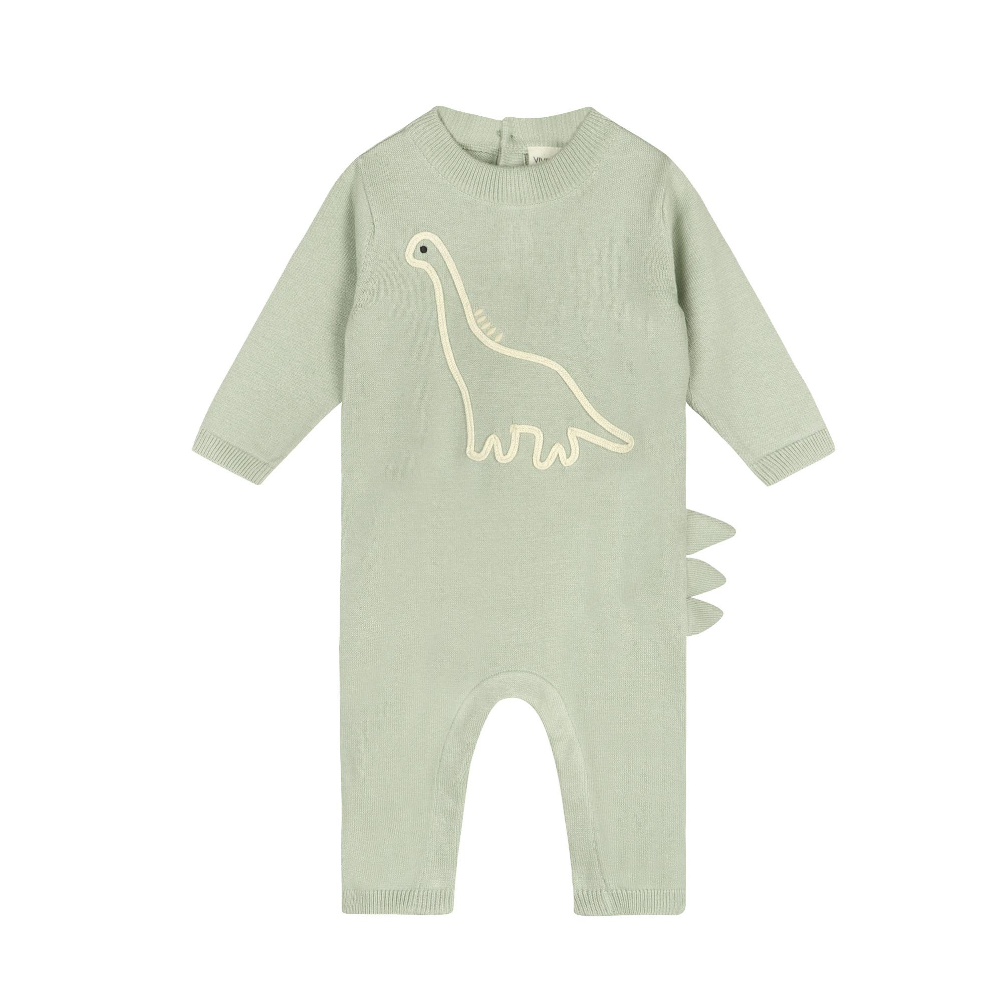 Dino Embroidered Baby Knit Jumpsuit
