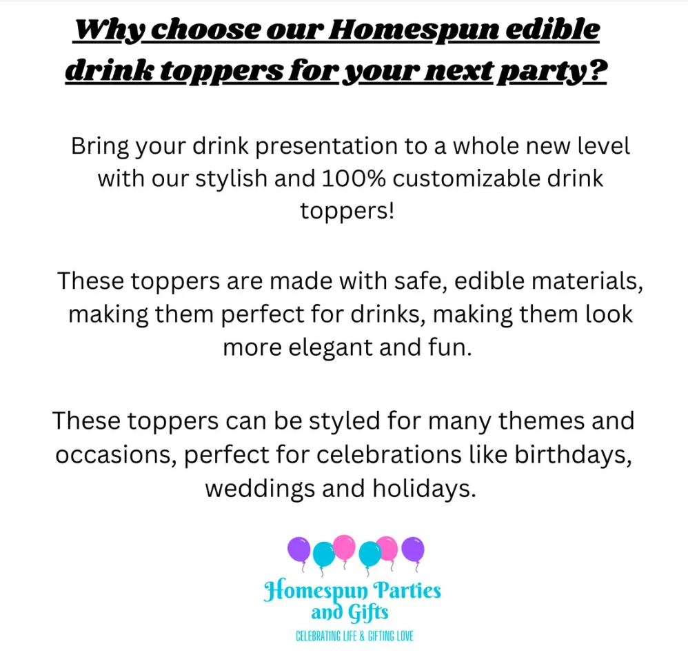 Happy New Year 2026 Edible Drink Toppers S/12