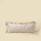 15x42 Velvet Ruffle Linen Pillow, Ivory