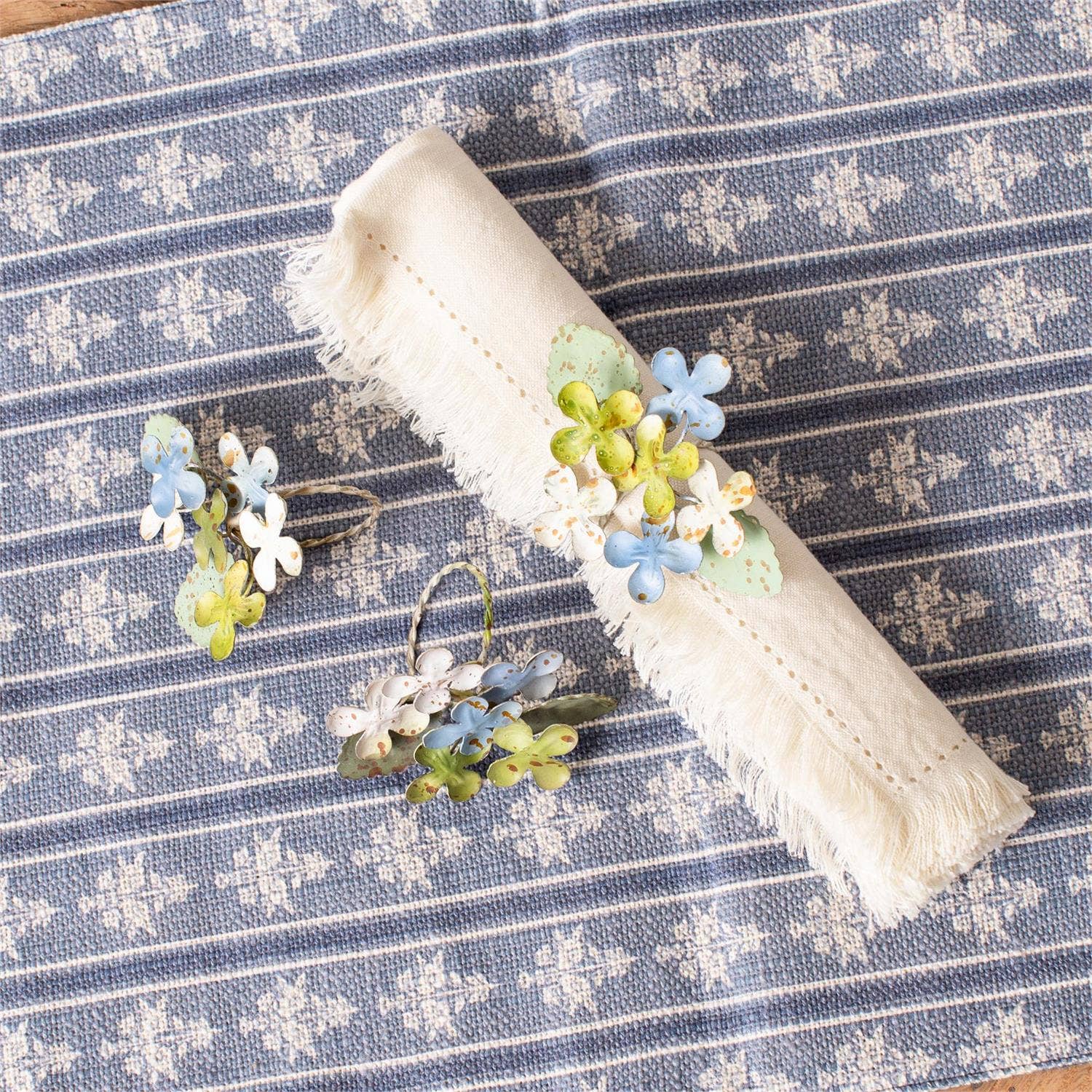 Dainty Metal Hydrangea Napkin Rings