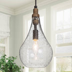 Tethyne 1-Light Wood Glass Pendant Light
