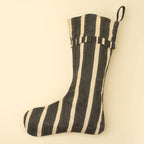 Block Print Stripe Stocking, Charcoal