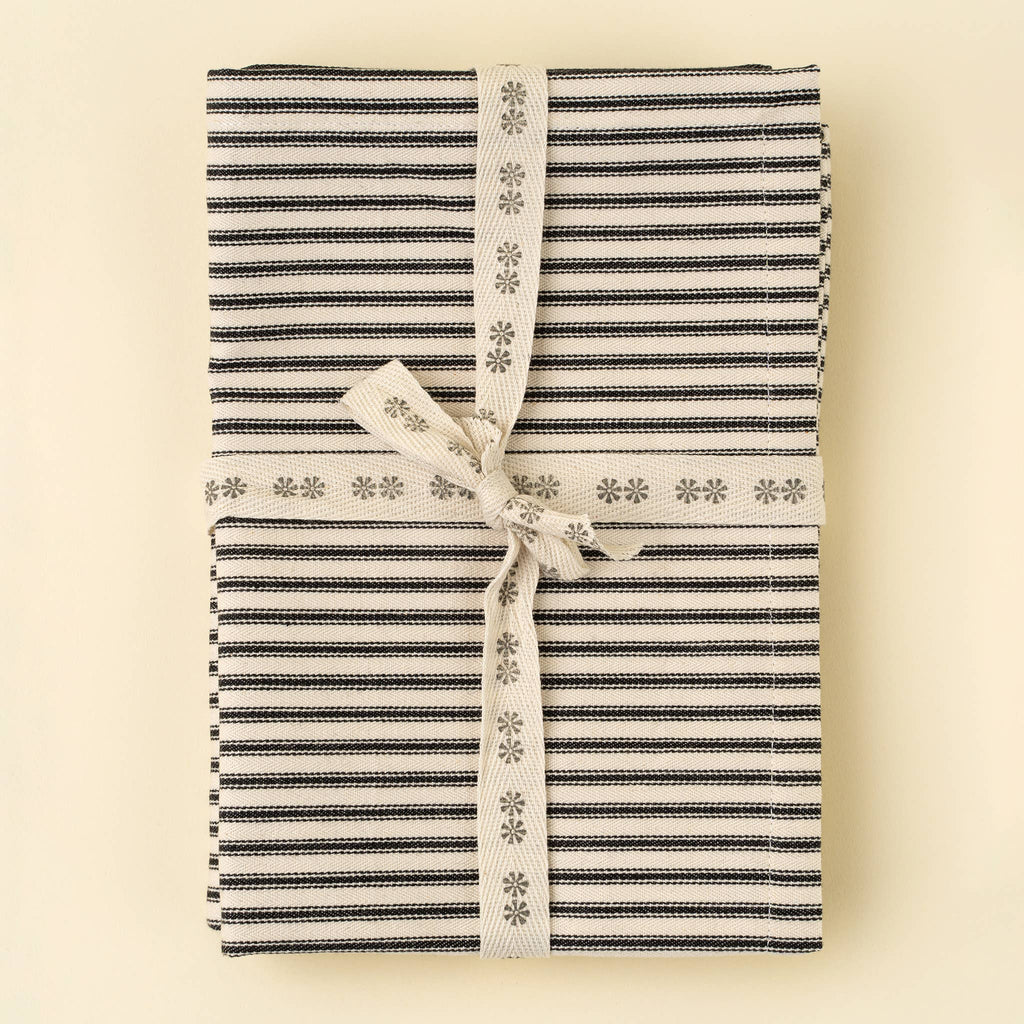 Black Ticking Tea Towels S/2